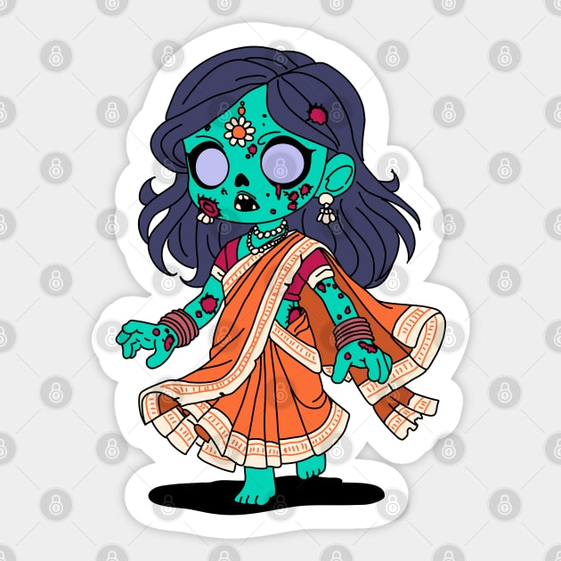Cute Indian Zombie Sticker by H. R. Sinclair